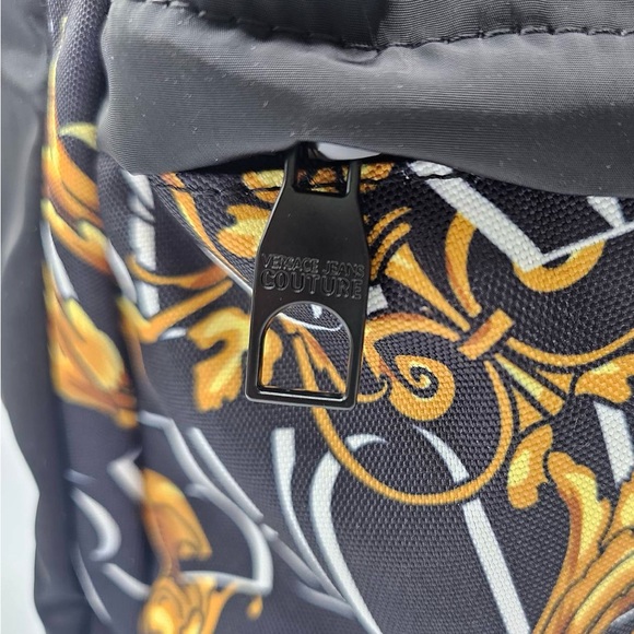 Versace Jeans Couture Logo Black And Yellow Baroque Print Backpack - Picture 9 of 11